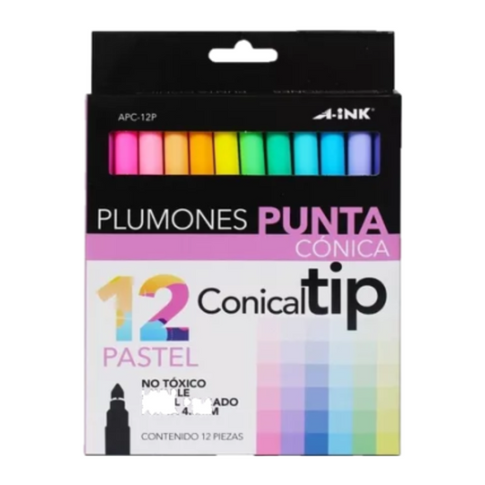 Plumones punta cónica APC-12P Aink