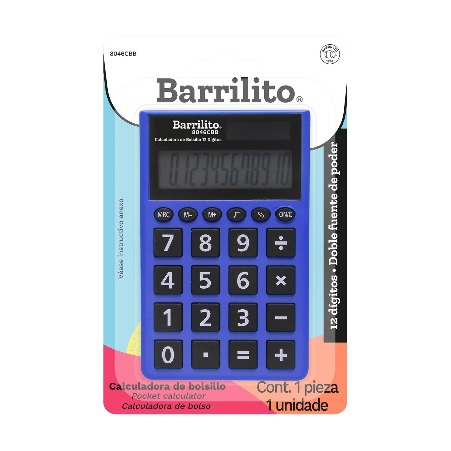 Calculadora de bolsillo 8046CBB Barrilito